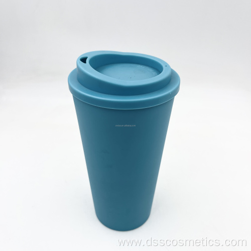 Double wall PP travel mug 16oz 500ml plastic cups reusable coffee cup with lids